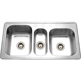 Houzer Inc PGT-4322-1 Houzer® PGT-4322-1 Drop In Stainless Steel 4-Hole Triple Bowl Kitchen Sink image.