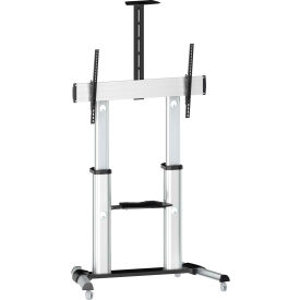 HOMEVISION TECHNOLOGY INC LCD8409SL TygerClaw LCD8409SL Mobile Large Display Stand with TV Mounting Bracket and DVD Shelf, Silver image.