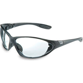 North Safety S0600HS Uvex® Seismic Hydroshield Glasses, Black Frame, Clear, Scratch-Resistant, Hard Coat, Anti-Fog image.