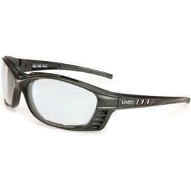 North Safety S2600HS Uvex® Livewire Safety Glasses, Matte Black Frame, Clear Lens, Anti-Fog image.