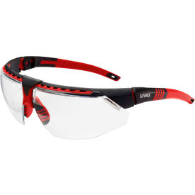 North Safety S2860HS Uvex® Avatar Hydroshield Safety Glasses, Red Frame, Clear Lens, Scratch-Resistant, Anti-Fog image.
