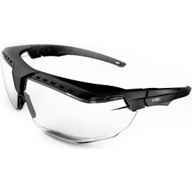 North Safety S3850 Uvex® Avatar S3850 OTG Safety Glasses, Black Frame, Clear Lens, Scratch-Resistant image.
