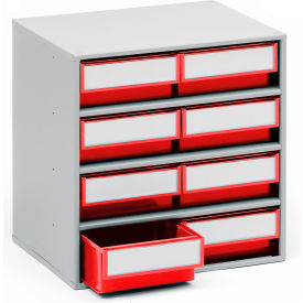 Steel Storage Cabinet, 15-3/4"W x 11-13/16"D x 15-9/16"H, 8 Red Drawers view 2