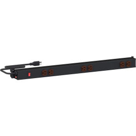 Treston M30 Power Rail with 6 Outlets & 8L Cord 15 Amp 125 Volts 29-1/16"W Black 