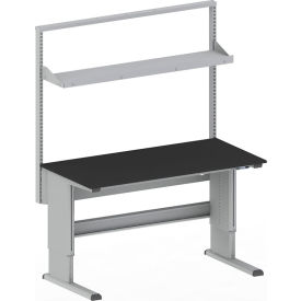 Treston Concept Ergo Workbench with Electric Frame & 1 Shelf 48"W x 36"D Light Gray 