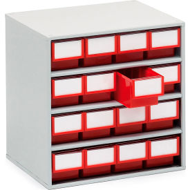 Steel Storage Cabinet, 5-15-3/4"W x 11-13/16"D x 15-9/16"H, 16 Red Drawers view 2