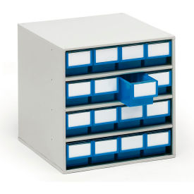 Steel Storage Cabinet, 15-3/4"W x 15-3/4"D x 15-9/16"H, 16 Blue Drawers view 2