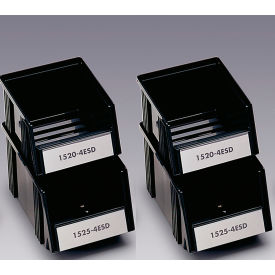 Treston ESD Stack Bin 5-7/8"W x 9-13/16 - 7-9/16"L x 5-1/8 - 4-1/8"H Black Pack of 4 