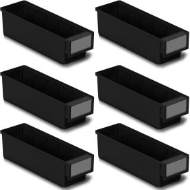 ESD Shelf Bin, 3-5/8"W x 11-13/16"L x 3-1/4"H, Black, Pack of 6 view 2