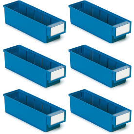 Shelf Bin, 3-5/8"W x 11-13/16"L x 3-1/4"H, Blue, Pack of 6 view 2