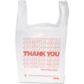 Printed "Thank You" Bags W/ Handles 11-1/2"W x 21"L 12.5 Micron White 900/Pack