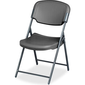 Rough 'N Ready Commercial Folding Chair, Mid Back, HDPE, Charcoal view 2