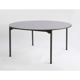 60" Round Wood Folding Table - Gray view 2