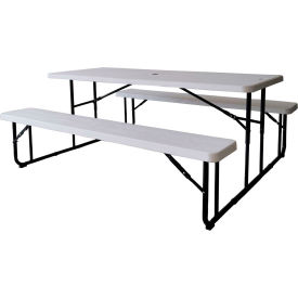 Global Industrial 695769 Global Industrial™ 6 Folding Plastic Picnic Table, White image.
