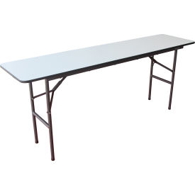 Global Industrial 695834GY Interion Folding Wood Seminar Table, 72"W x 18"L, Gray image.