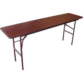 Global Industrial 695834MH Interion Folding Wood Seminar Table, 72"W x 18"L, Mahogany image.