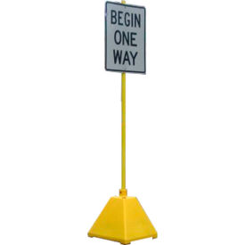 Ideal Shield LLC GBPB-YL-98-YL Ideal Shield® Pyramid Sign Base with 98"H Post, Yellow, 22"W x 22"D x 22"H Base image.