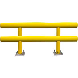 Ideal Shield® Heavy Duty Two-Line Guard Rail Steel & HDPE Plastic 72""L x 42""H Yellow