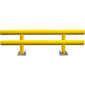 Ideal Shield® Heavy Duty Two-Line Guard Rail Steel & HDPE Plastic 96""L x 36""H Yellow