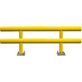Ideal Shield® Heavy Duty Two-Line Guard Rail Steel & HDPE Plastic 96""L x 42""H Yellow