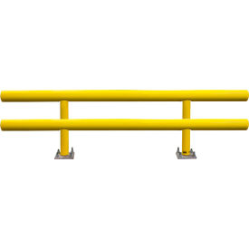 Ideal Shield® Heavy Duty Two-Line Guard Rail Steel & HDPE Plastic 144""L x 42""H Yellow
