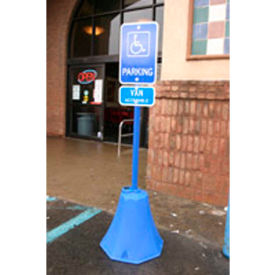 Ideal Shield LLC GOCT-BL-98-BL Ideal Shield® Octagon Sign Base with 98"H Post, Blue, 8"W x 20"H Base image.