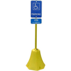 Ideal Shield LLC GOCT-YL-98-YL Ideal Shield® Octagon Sign Base with 98"H Post, Yellow, 8"W x 20"H Base image.