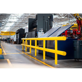 Ideal Shield® Standard Two-Line Guard Rail Steel & HDPE Plastic 48""L x 36""H Yellow
