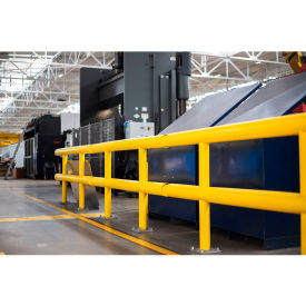 Ideal Shield® Standard Two-Line Guard Rail Steel & HDPE Plastic 96""L x 27""H Yellow