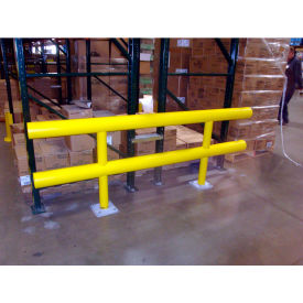 Ideal Shield® Standard Two-Line Guard Rail Steel & HDPE Plastic 96""L x 36""H Yellow