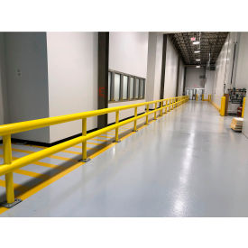 Ideal Shield® Standard Two-Line Guard Rail Steel & HDPE Plastic 96""L x 42""H Yellow