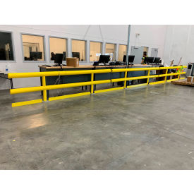 Ideal Shield® Standard Two-Line Guard Rail Steel & HDPE Plastic 120""L x 36""H Yellow