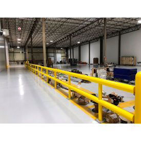 Ideal Shield® Standard Two-Line Guard Rail Steel & HDPE Plastic 120""L x 42""H Yellow