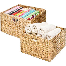 Seville Classics Inc WEB168 Woven Hyacinth Storage Cube Basket - 2-Pack - Light Brown image.
