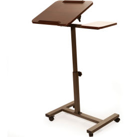 Seville Classics Inc WEB662 Seville Classics Tilting Sit-Stand Laptop Desk Cart with Mouse Pad Table, Walnut image.