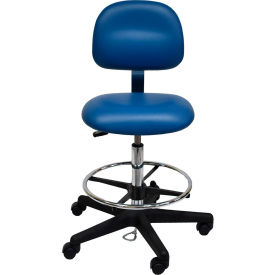 Industrial Seating 50-VCON-Blue-411 ESD Stool - Vinyl - Low Back - Nylon Base - Blue image.