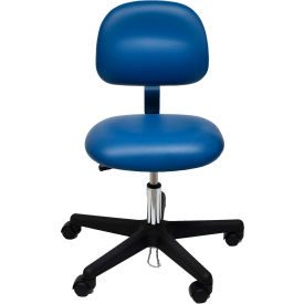 Industrial Seating 52-VCD BLUE-411 ESD-Safe Vinyl Chair with Nylon Base with Drag Chain Blue image.