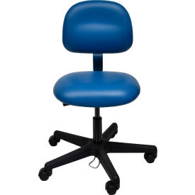 Industrial Seating 52-VCON BLUE-411 ESD-Safe Vinyl Clean Room Chair with Nylon Base with Drag Chain Blue image.