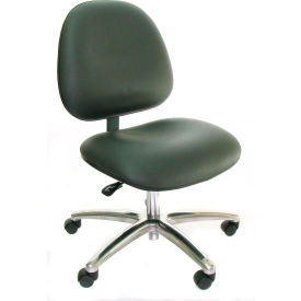 Industrial Seating AE22W-VCR BLACK-251 Heavy Duty High Back Clean Room Vinyl Chair with Aluminum Base Black image.