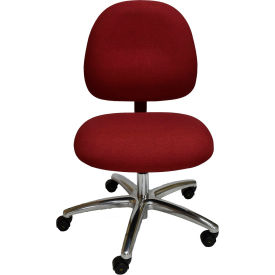 Industrial Seating AE22W-FC Burg-461 High Back Conductive Fabric Chair w/ Aluminum Base & ESD Casters Light Burgundy image.
