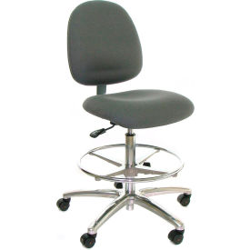 Industrial Seating AM20S-FC BLACK-452 ESD Stool with Footrest - Mid-Back - Fabric - Black - Aluminum Base image.