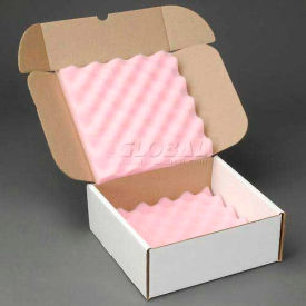 Index Packaging Inc. 1340GLI004 Anti Static Foam Shippers, 10"W x 10"L x 4"D, White image.