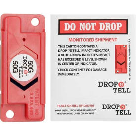 Index Packaging Inc. DTNR100G Drop N Tell® Impact Indicators For Robust & Sturdy Products, 100G Range, Red image.