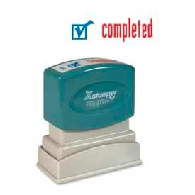 Xstamper® Pre-Inked Message Stamp COMPLETED 1-5/8"" x 1/2"" Blue/Red