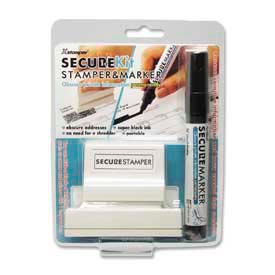 Shachihata Inc. 35303 Xstamper® Secure Stamp & Marker Kit, 15/16" x 2-13/16", Black image.