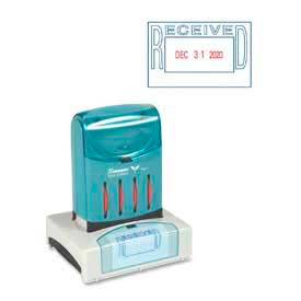 Shachihata Inc. 66211 Xstamper® VersaDater Pre-Inked Message/Date Stamp, RECEIVED, 1-5/16" x 2-1/8", Blue/Red image.