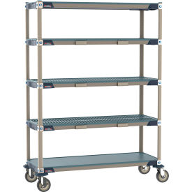 MetroMax® i Par Level Cart with 5 Shelves 48"L x 18"W x 67-5/16"H Taupe/Blue