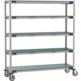 MetroMax® i Par Level Cart with 5 Shelves 60"L x 18"W x 67-5/16"H Taupe/Blue