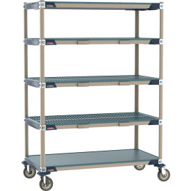 MetroMax® i Par Level Cart with 5 Shelves 48"L x 24"W x 67-5/16"H Taupe/Blue
