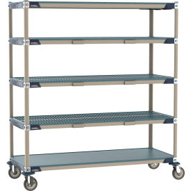 MetroMax® i Par Level Cart with 5 Shelves 60"L x 24"W x 67-5/16"H Taupe/Blue